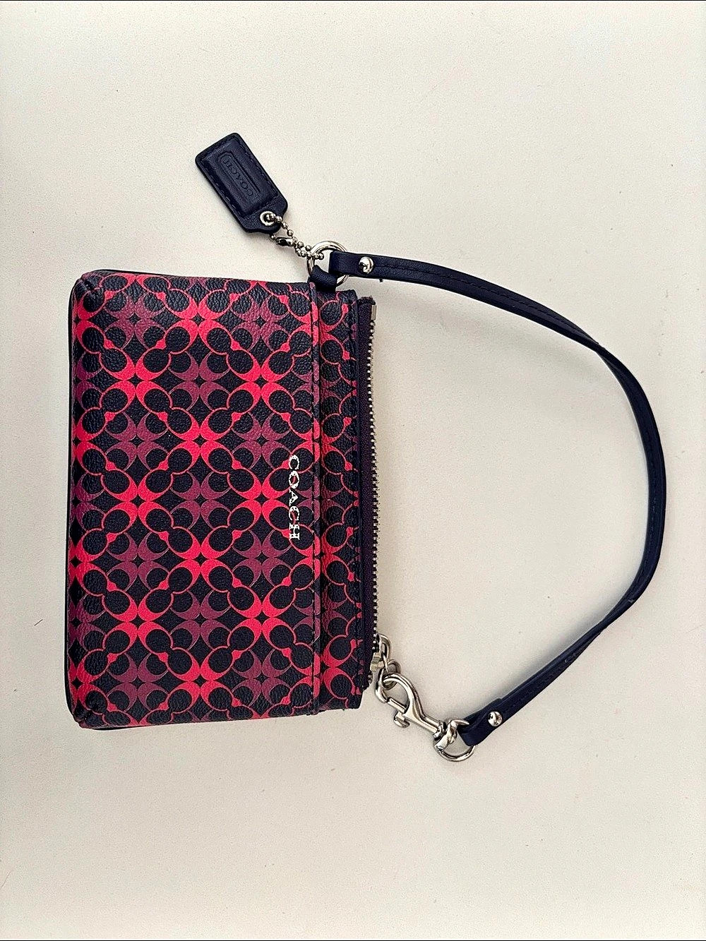 Coach Patterned Wristlet in Pink & Black